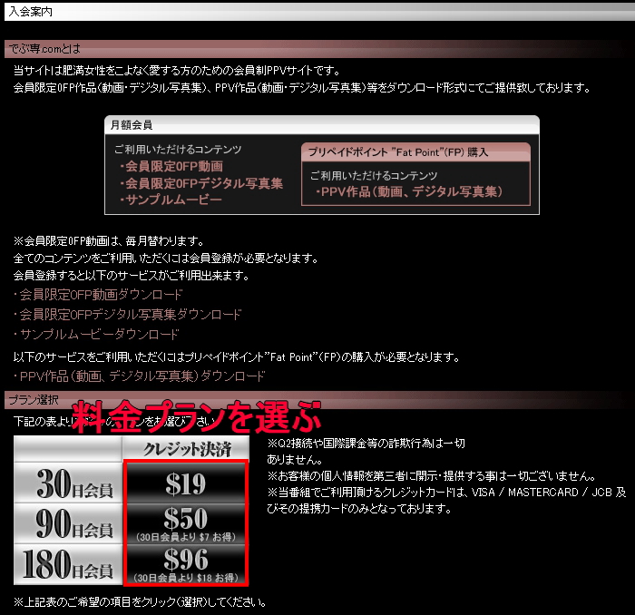 でぶ専どっとこむ料金プラン